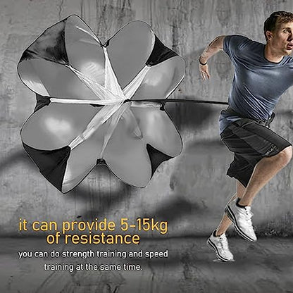 Running Speed Training Parachute, Resistance Parachute for Sprinting, Football Soccer Speed Chute with Adjustable Belt, 150x150cm Polyester Pongee for Track Field Athletes