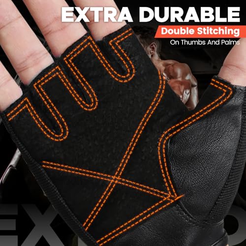 BEACE Weight Lifting Gym Gloves with Anti-Slip Leather Palm for Workout Exercise Training Fitness and Bodybuilding for Men & Women