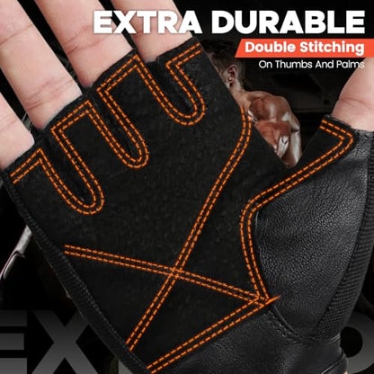 BEACE Weight Lifting Gym Gloves with Anti-Slip Leather Palm for Workout Exercise Training Fitness and Bodybuilding for Men & Women