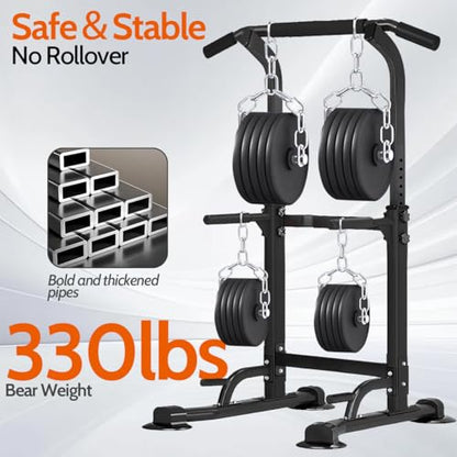 Power Tower Pull Up Dip Station Adjustable Height Multifunctional Home Strength Training Fitness Exercise Equipment, Simple Installation