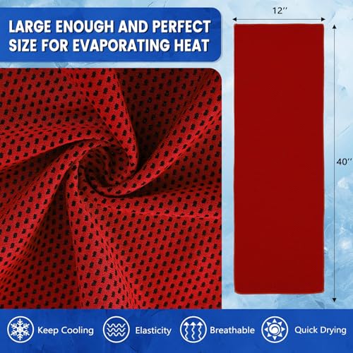 100 Pack Cooling Towels, 40"x12" Cooling Towels for Neck and Face Breathable Soft Chilly Sweat Rag Microfiber Sport Rags for Gym Yoga Golf Running - color: Red