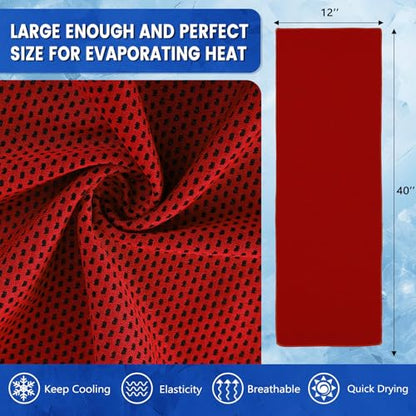 100 Pack Cooling Towels, 40"x12" Cooling Towels for Neck and Face Breathable Soft Chilly Sweat Rag Microfiber Sport Rags for Gym Yoga Golf Running - color: Red