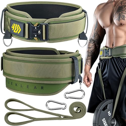 MANUEKLEAR 2-in-1 Weightlifting Belt & Dip Belt with 36.7 IN Rope, Double-Layer Weight Lifting Belts, Powerlifting Gym Weighted Belt for Pull Up Squat - color: Olive Drab, size: L(34-37in)