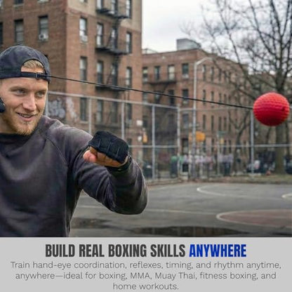 Reflex Ball Hat Kit for Boxing – 2 Speed Levels, Click-to-Adjust Metal Lock & Knuckle Guards | Cotton Hat Punch Ball Set for Reaction Time, Speed & Coordination Training | PunchLab App Compatible