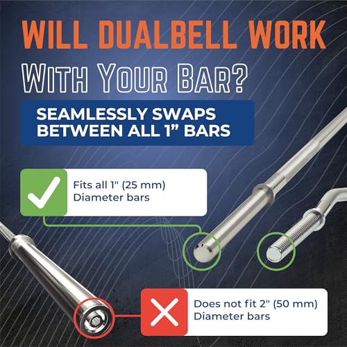 Dumbbell Converter- for 1" bars Superset Dumbbell to Barbell Adapters- hold up to 500lbs- Converts dumbbells for use on 1" diameter barbell - color: Black (for standard 1" bar)