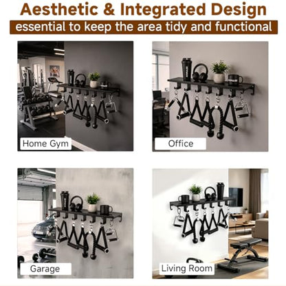 Dafftos Floating Shelf Compatible with Tonal Accessories Home Gym Storage Rack Wall Mount Resistance Band Organizer Workout Metal Holder Hook T-Bracket Lock Adapters Hanger Fitness Equipment (Black)