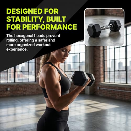 5-50 lbs Hex Dumbbell Weight Set With Rack for Home Outdoor Gyms 6-10 Pair Rubber Exercise & Fitness Nonslip Handle Dumbbells and Storage Rack Hold 350/450/550 Pounds
