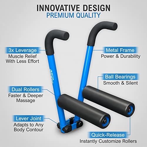 DoubleUP Roller Therapy Kit - Muscle Massager with Lever-Action Pressure Control and Quick-Change Rollers - color: Blue