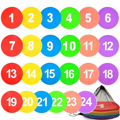 Teruntrue Poly Spots Agility Markers,Non Slip Rubber Circles Spot Markers, Waterproof Flat Filed Cones Poly Dots for Agility Drills, Basketball, Football Training, Sport Activities and Exercise