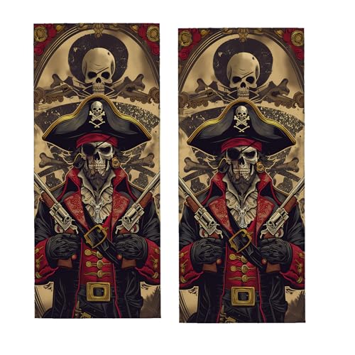 Pirate Skull Hand Towel for Bathroom 2 Pack,Soft Microfiber Face Towels for Bath,Kitchen,Spa,and Gym,Decorative Absorbent Polyester Towels,Perfect for Home or Hotel Decor 14.5x28in - color: Pirate35