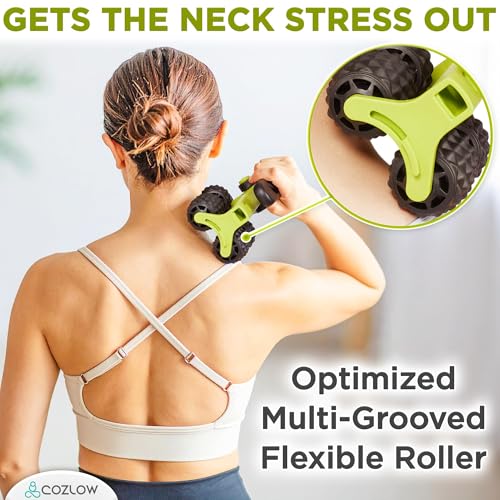 3 in 1 Lymphatic Drainage Massage Tool - Back Massager - Cellulite Roller - Arm + Leg Muscle Trigger Point Myofascial Release - color: Green/Black