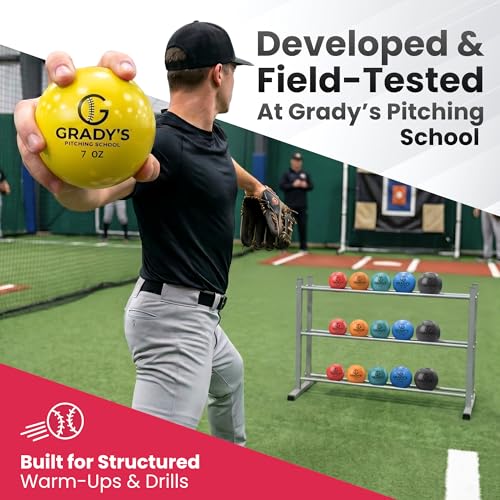 Grady's Pitching School Weighted Velocity Training Ball Set – Seam & Seamless Options for Pitching & Arm Strength + Set of 6 Balls + Carrying Case - style: Flats