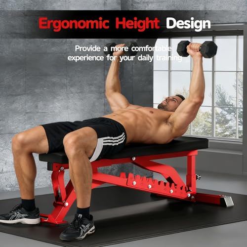 JEEKEE Adjustable Weight Bench, 40" Extended Backrest for Tall Lifters up to 6'5", 1300LBS Weight Capacity and 44 Adjustable Positions Bench for Garage and Home Gym Workouts