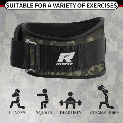 RitFit Weight Lifting Belt 6 Inch for Squats Deadlift Strength Training - color: Camo Green, size: M(30"-36")