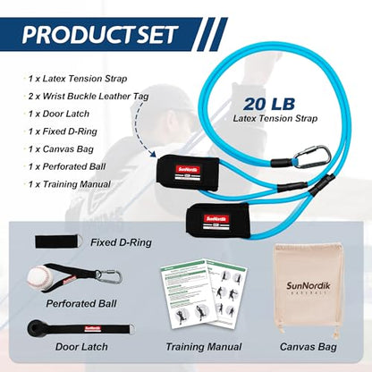 SunNordik Resistance Bands for Pitchers, Baseball & Softball Training Equipment for Improving Arm Strength & Pitching Training, Baseball Pitching Bands for All Skill Levels - style: High School Level (20LB)