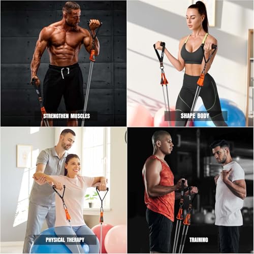 Resistance Bands with Handles, 175lb Exercise Bands for Working Out, Fitness Bands, Workout Bands with Door Anchor and Ankle Straps, Physical Therapy, Yoga, Strength Training Home Gym Equipment