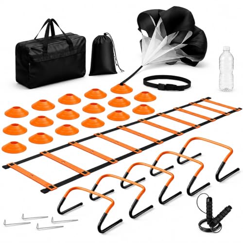 Multicolor Agility Ladder Set, Speed Agility Kit for Football Training, 12 Piece Speed Training Equipment for Kids, Full Training Set