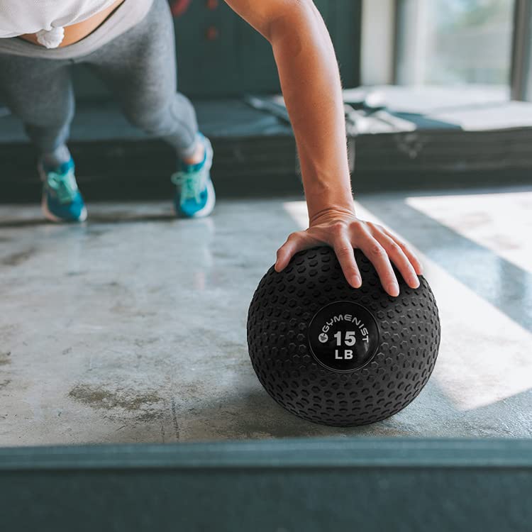 GYMENIST Weighted No Bounce Slam Ball Intensive Workout Training Gym Exercise Weight Balls Equipment - size: 20-LB, style: Black Classic
