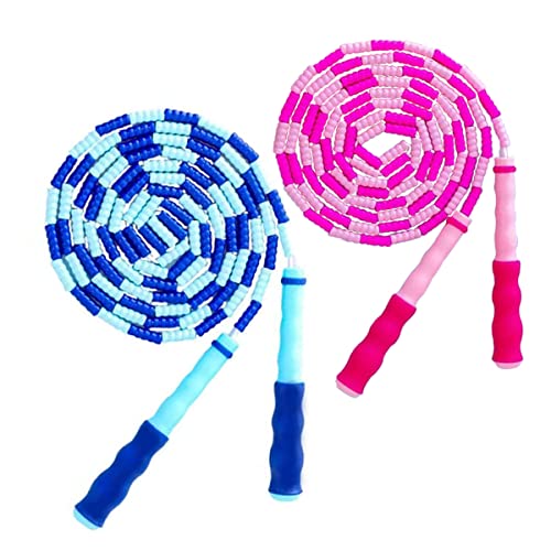 Jump Rope for Kids Girls and Boys, Soft Beaded Jump Ropes, Adjustable Skipping Rope, Tangle-Free Segmented Rope for Kid and Women Men Adults Exercise, Keeping Fit, Training - 9.2Ft - color: BluePink2