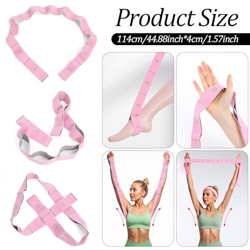 Yoga Bands For Stretching Stretch Straps with Loops Elastic Stretching Strap With Loops Physical Pilates Stretch Band For Flexibility(Pink)