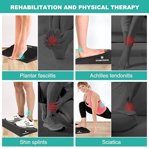 EVERYMATE Squat Wedge, Extra Large Squat Wedge Block, Squat Wedges Weightlifting, Calf Stretching, Slant Board for Squats, Heel Elevated Squat Wedge, Knees Over Toes Squats, Calf Wedge Stretching Block - size: 15 degrees