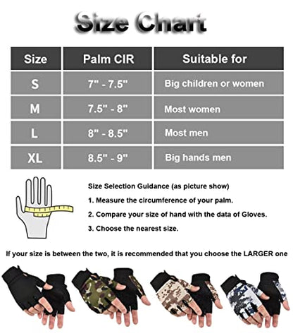 Fingerless Gloves - Tactical & Biking Gloves for Men & Women, Ideal for Airsoft, Fishing & Training