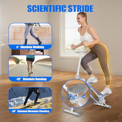 YYJO Stair Stepper for Home, 3 Adjustable Resistance, Stepper with Handlebar Foldable Stepper Vertical Climber Cardio Exercise Machine White