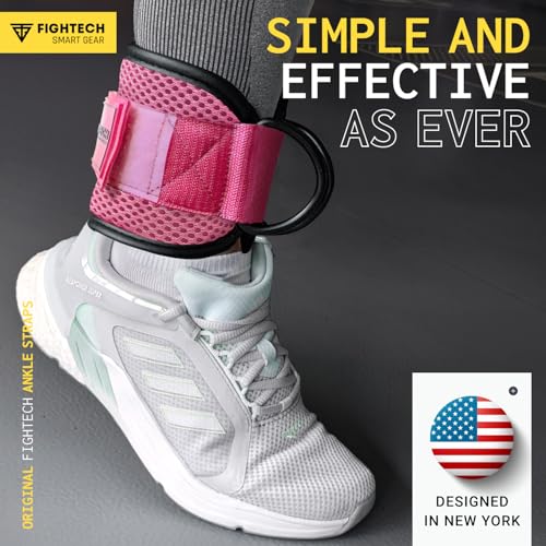 FIGHTECH Ankle Straps Cable Machine Attachment for Gym - Cable Kickback Ankle Straps - Padded Ankle Cuffs for Glute Kickbacks and Leg Workouts - color: Classic Pink