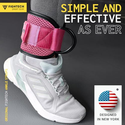 FIGHTECH Ankle Straps Cable Machine Attachment for Gym - Cable Kickback Ankle Straps - Padded Ankle Cuffs for Glute Kickbacks and Leg Workouts - color: Classic Pink