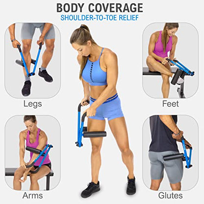DoubleUP Roller Recovery Kit - Muscle Massager with Lever-Action Pressure Control and Quick-Change Rollers - color: Blue