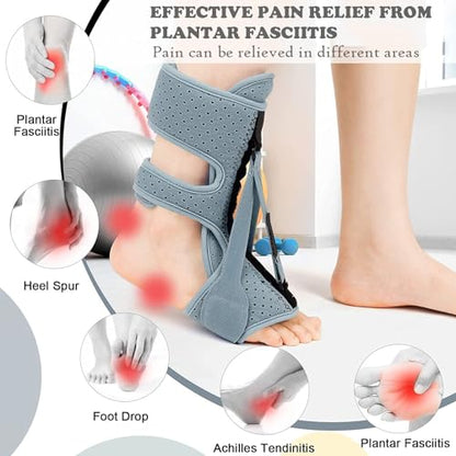 Plantar Fasciitis Night Splint with Massage Ball, Arch Pads & Socks, Adjustable Foot Brace for Achilles Tendonitis, Heel Spur, Foot Drop Relief – Lightweight Night Splint for Men and Women - color: Pink