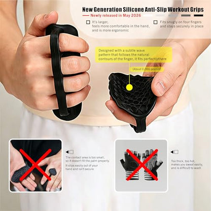 Anti-Slip Silicone Workout Grips – Ergonomic Gym Grips Pads for Men & Women, Professional Weight Lifting Grips, Hand Palm Protection, Breathable & Easy to Clean, Ideal for Strength Training