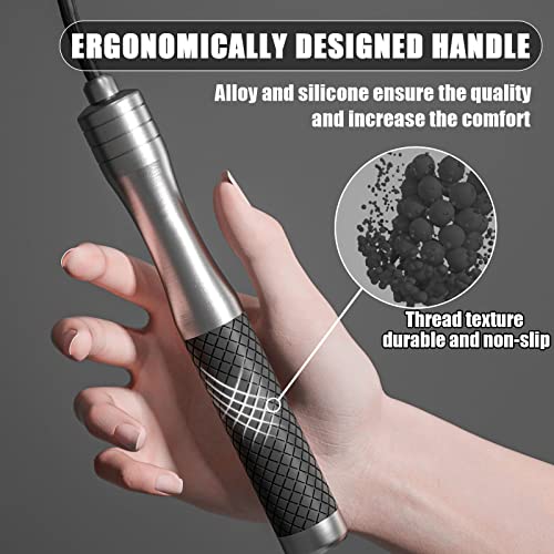 𝐒𝐩𝐞𝐞𝐝 𝐉𝐮𝐦𝐩 𝐑𝐨𝐩𝐞 𝐟𝐨𝐫 𝐅𝐢𝐭𝐧𝐞𝐬𝐬 - Skipping Rope for Women Men Exercise with Adjustable Length Jumping Rope and Alloy & Silicone Handles Suitable for Workout Boxing Home Gym - color: BlackWeighted