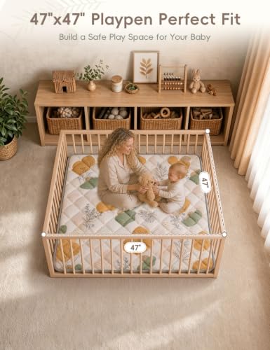 Dessports Baby Play Mat for Floor, 47x47 Thick Washable Foldable Tummy Mat - size: 47x47in