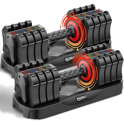 Adjustable Dumbbells Set of 2, 25LBS Adjustable Weight Dumbbells Set, 5 in 1 Free Weights with Anti-Slip Handle for Home Gym, Full-Body Strength Training (Men & Women)