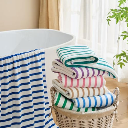 JML Microfiber Beach Towels with Hanging Loop, 27" x 55", Cabana Stripe Pink, Set of 6 - color: Stripe Pink, size: 6 Pack-27" x 55"