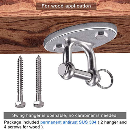 Wall Ceiling Mount Bracket for Suspension Strap Trainer, 2800lb Capacity, Body Weight Strength Training Systems, Aerial Yoga Swing, Resistance Band,Hammock,Battle Rope, Boxing Equipment - color: 2Pcs detachable hook