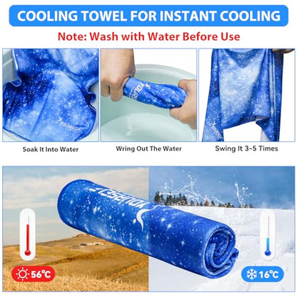Cooling Towel, Cooling Towels for Neck,40" x 12"Ice Towel for Instant Cooling Relief, Soft Breathable Chilly Towel, Perfect Yoga, Golf, Sports, Gym, Athletes Towel (1PC-BStarry) - color: Bstarry