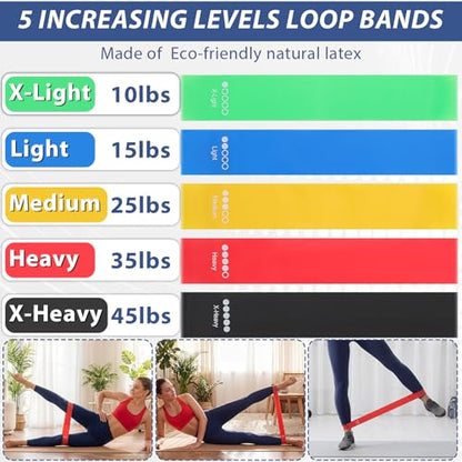 22 Pcs Resistance Bands Set with Handles 10 Exercise Resistance Tubes 10 Flat Straps 2 Door Anchors Latex Home Workout Bands for Full Body Strength Training Men Women