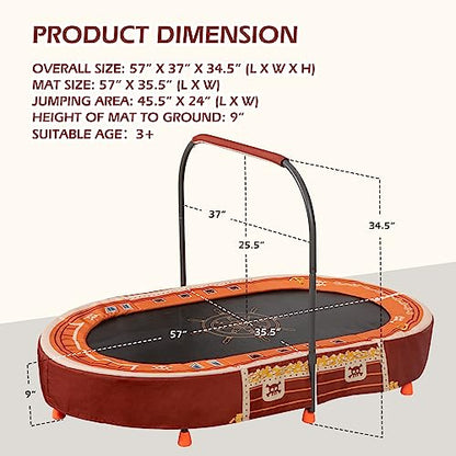Kids Trampoline with Handle, Mini Rebounder Double Trampoline for 2 Kids w/Safety Pad, Foldable Exercise Trampoline for Toddlers Boys Girls Indoor Outdoor Cardio Max Load 200 lbs