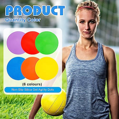 9 inch Spot Markers Flat Field Cones, Non Slip Rubber Agility Markers Flat Field Cones for Soccer Basketball Sports Speed Agility Training （18 pcs）