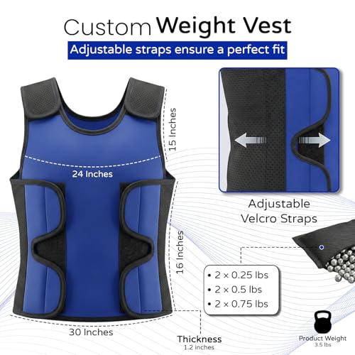 Weighted Vest for kids with Adjustable Weights, Compression Vest for Kids & Toddlers, Removable Metal Beads, Breathable Mesh and 6 Pockets