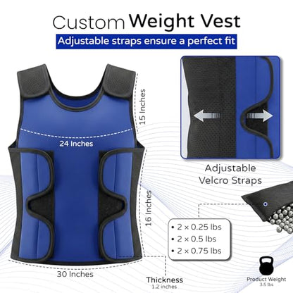 Weighted Vest for kids with Adjustable Weights, Compression Vest for Kids & Toddlers, Removable Metal Beads, Breathable Mesh and 6 Pockets