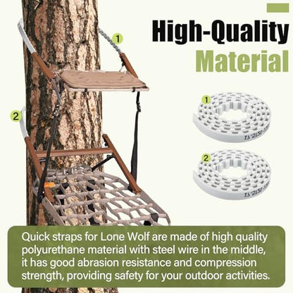 2PCS Traction Belts Climber Tree Stand Straps Replacement Straps for Lone Wolf Tree Stands Climber (61" Long)