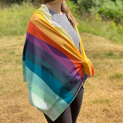 Large Cooling Shawl - Instant Heat Relief for Outdoor Events - color: Sunset Wave