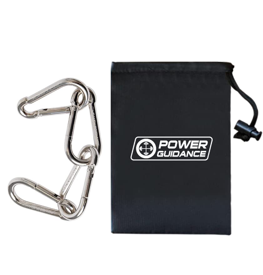 POWER GUIDANCE Stainless Steel Snap Hook, Carabiner Fit for LAT Pulldown Attachments, Chrome-Plated Coating, Cable Machine Accessories for Home Gym, Weight or Climbing attachments, Set of 4