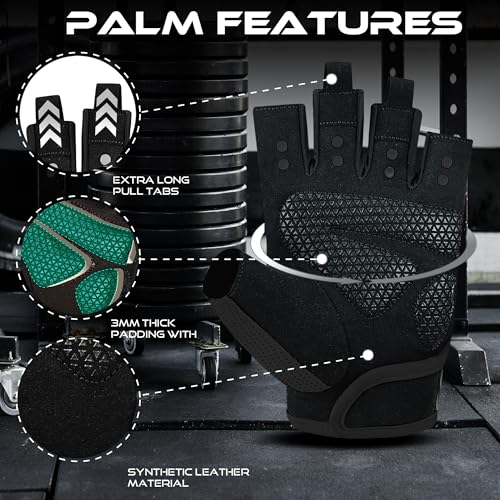 Workout Gloves for Men & Women - Fingerless Gym Gloves with Palm Protection, Breathable & Lightweight for Weightlifting, Cycling & Pull Up