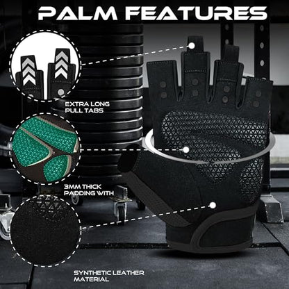 Workout Gloves for Men & Women - Fingerless Gym Gloves with Palm Protection, Breathable & Lightweight for Weightlifting, Cycling & Pull Up