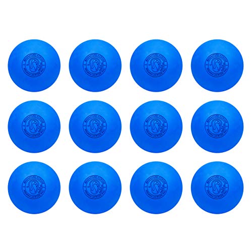 Signature Lacrosse Ball Set - Packs of 2, 4, 8, 12, and 100 - No Chemical Smell Massage Balls, Myofascial Release Tools, Back Roller, Muscle Knot Remover - color: Blue, size: 12 Balls