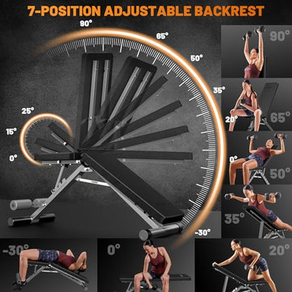 Adjustable Foldable Weight Bench with Flat Incline Decline Positions - color: Pink/Grey